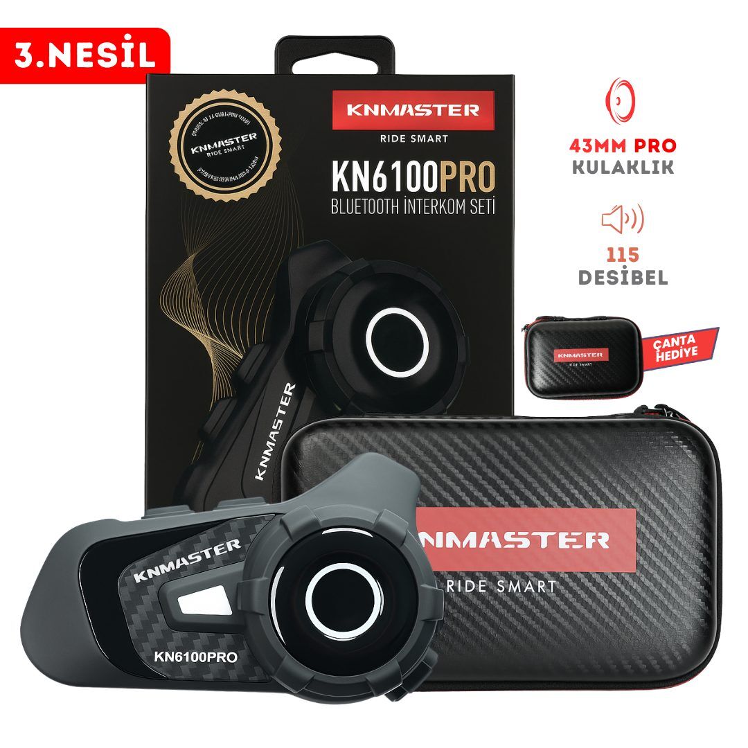 Knmaster KN6100 PRO3.Nesil Motosiklet Kask Intercom Bluetooth İnterkom Kulaklık Seti