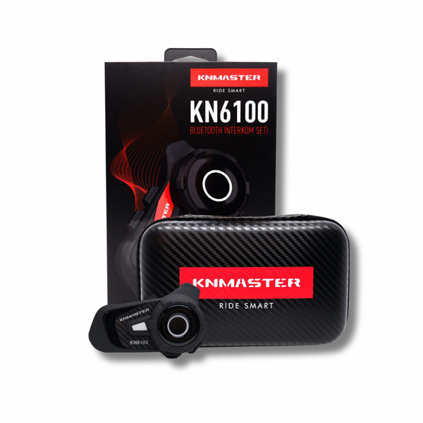 Knmaster KN6100 Motosiklet Kask Intercom Bluetooth İnterkom Kulaklık Seti Karbon Siyah