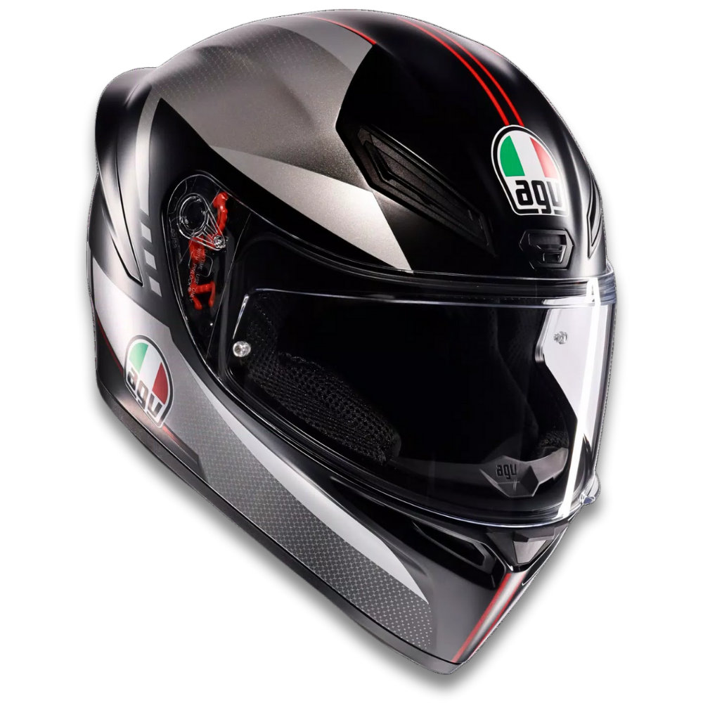 AGV K1 S Lap Matt Black Grey Red Kapalı Motosiklet Kaskı
