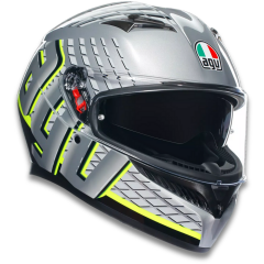 AGV K3 Fortify Grey Black Yellow Fluo Kapalı Motosiklet Kaskı