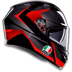AGV K3 Mplk Striga Black Grey Red Kapalı Motosiklet Kaskı