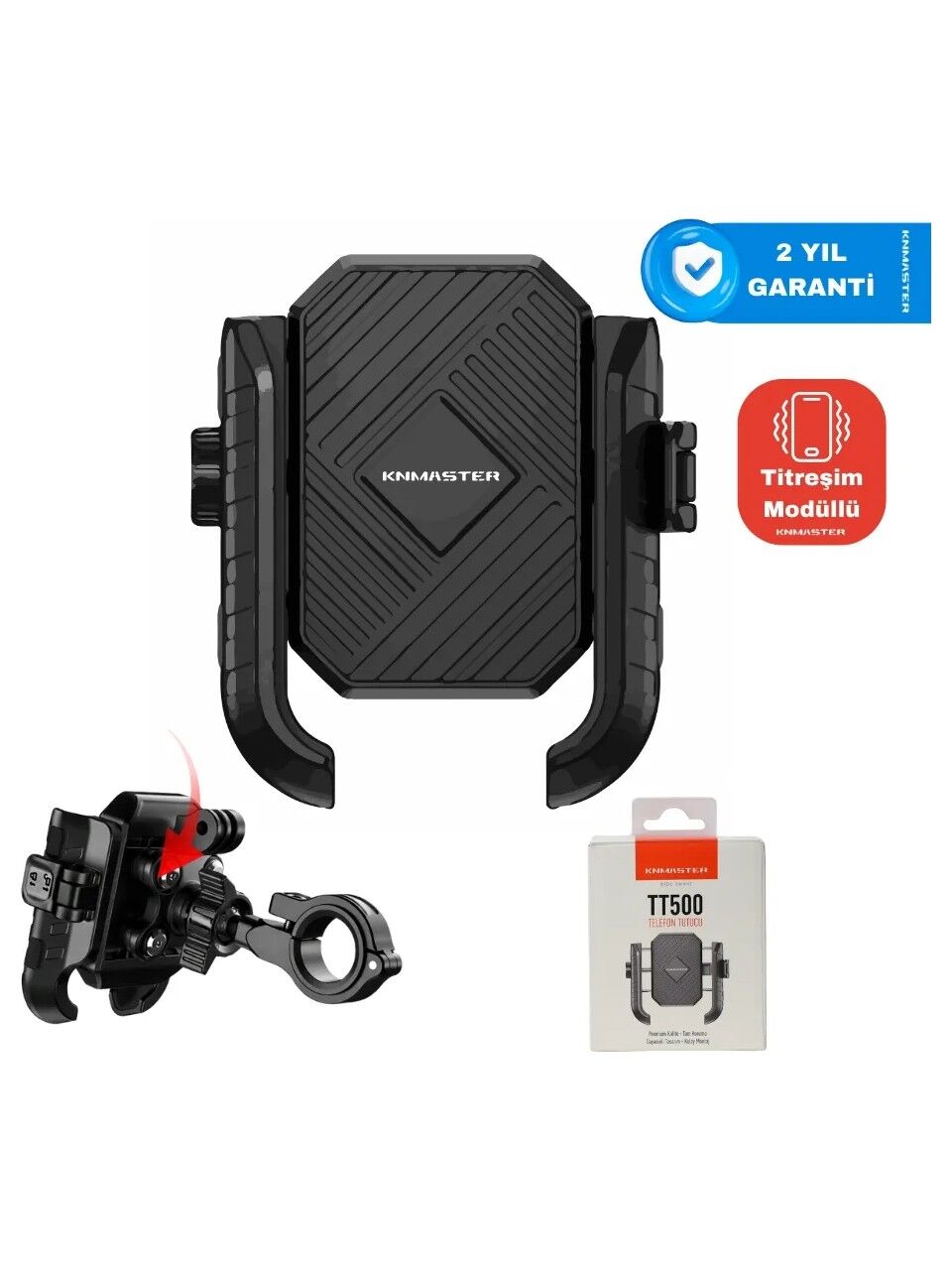 KNMASTER TT500 Titreşim Önleyicili Motosiklet Telefon Tutucu (Kamera Bağlantılı)