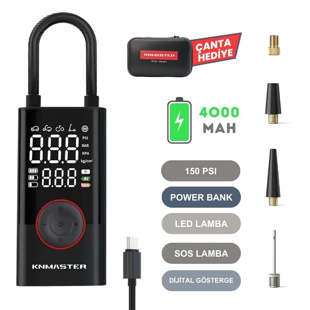 KNmaster LP200 Şarjlı Hava Pompası