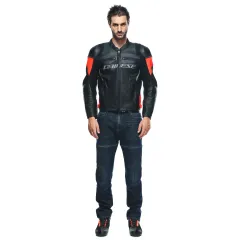 Dainese Racing 4 Black Fluo Red Deri Motosiklet Mont