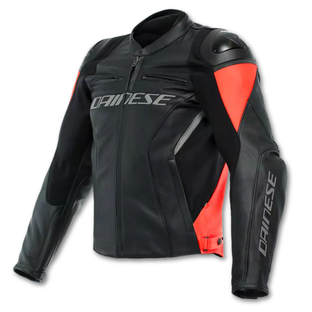 Dainese Racing 4 Black Fluo Red Deri Motosiklet Mont