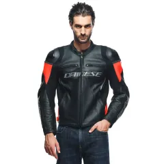 Dainese Racing 4 Black Fluo Red Deri Motosiklet Mont