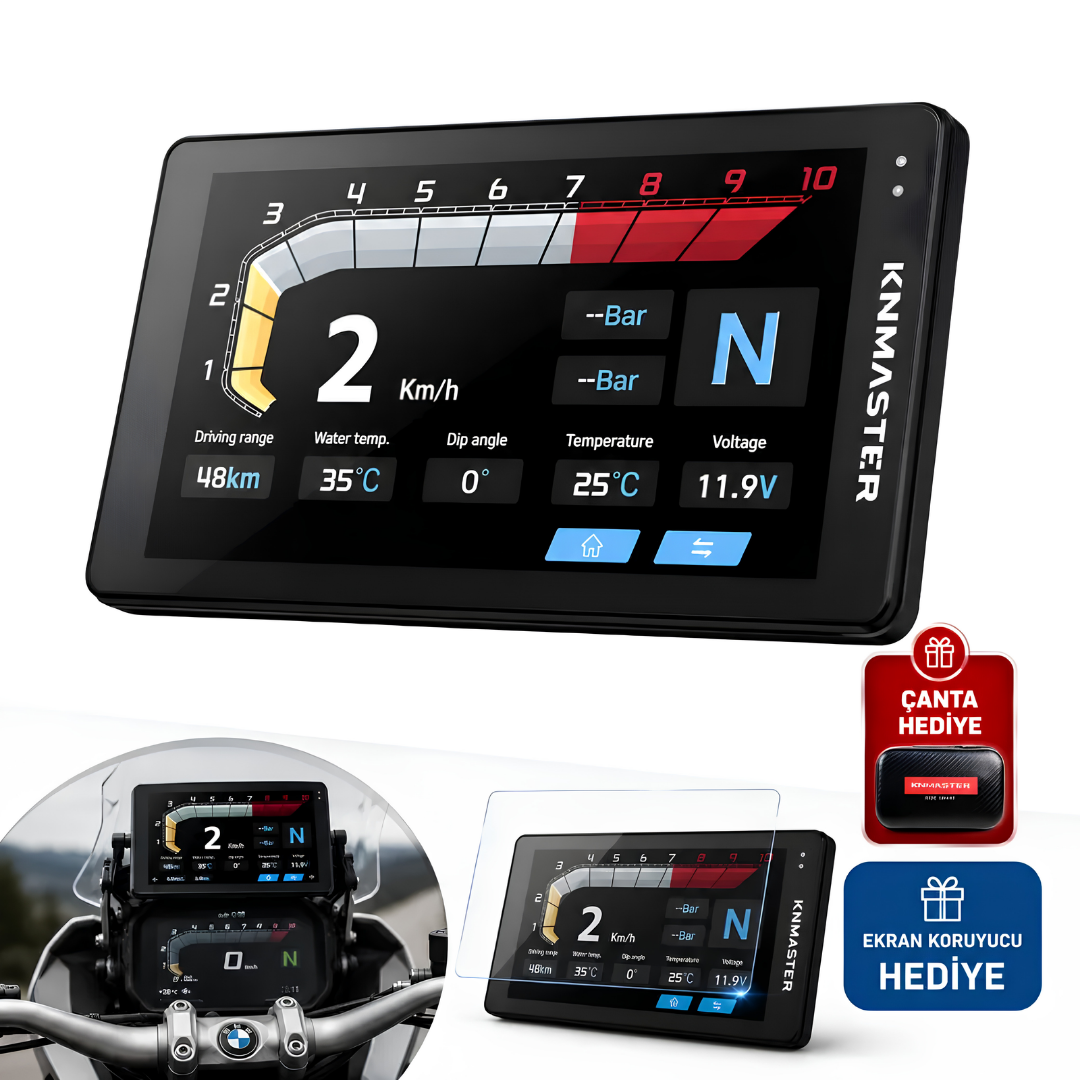 KNMASTER MOTOPLAY BM1 – 7″ BMW Uyumlu Motosiklet CarPlay & Android Auto Multimedya Ekranı