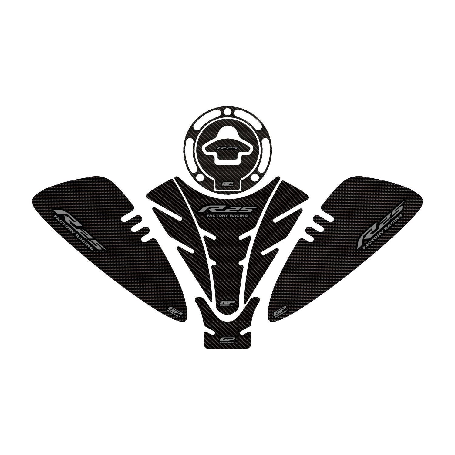 GP Kompozit Yamaha R25 2019-2025 Uyumlu Tank Pad Seti Karbon