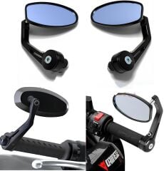 Oval Model Mavi Motosiklet Gidon Aynası - Universal