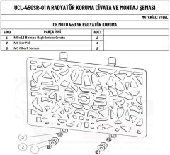 Radyatör Koruma Demiri 450SR CFMOTO 2023-2024 Uyumlu