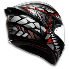 Agv K1 S E2206 Lyzard Matt Black Grey Red Kapalı Motosiklet Kaskı