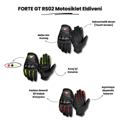 FORTE GT RS02 Siyah Korumalı Motosiklet Eldiveni